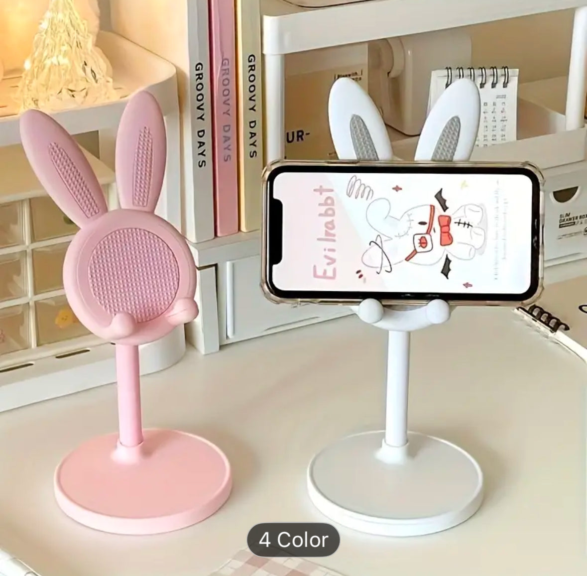 100pcs Cute Cartoon Rabbit Folding Cell Phone Stand Adjustable Desktop Mobile Phone Holder
