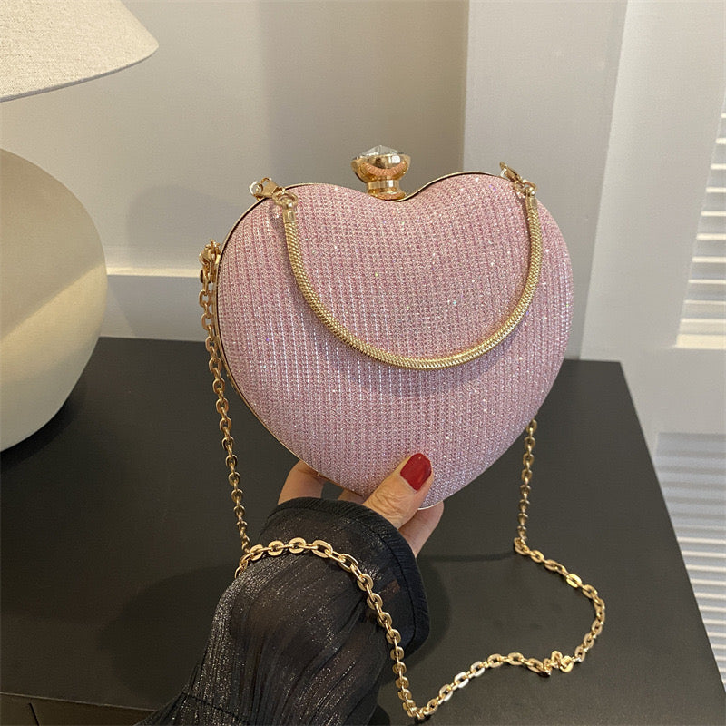 Wholesale Heart-Shaped Glitter Clutch