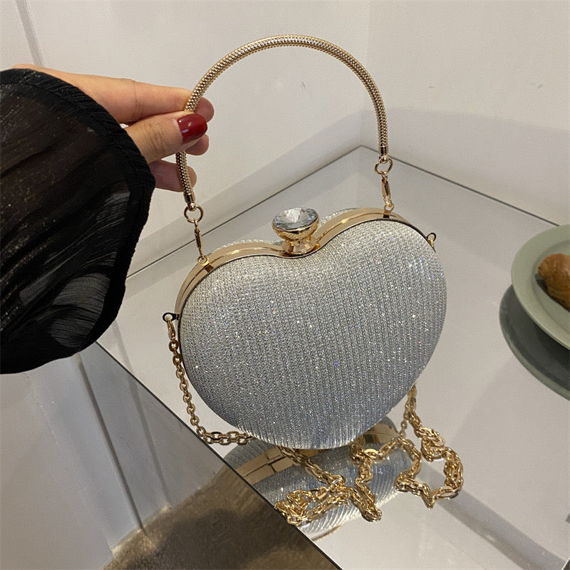 Wholesale Heart-Shaped Glitter Clutch