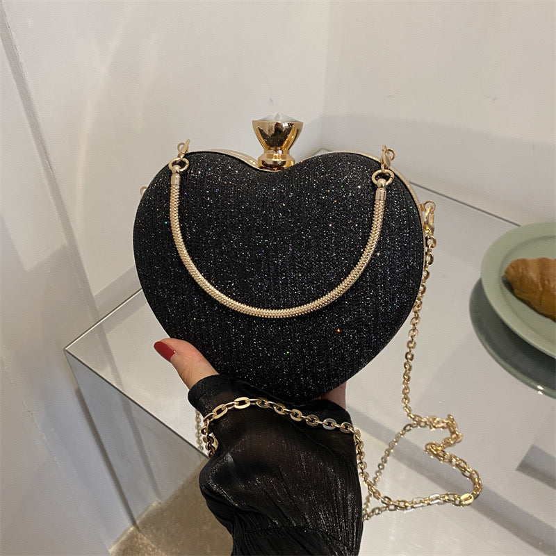 Wholesale Heart-Shaped Glitter Clutch