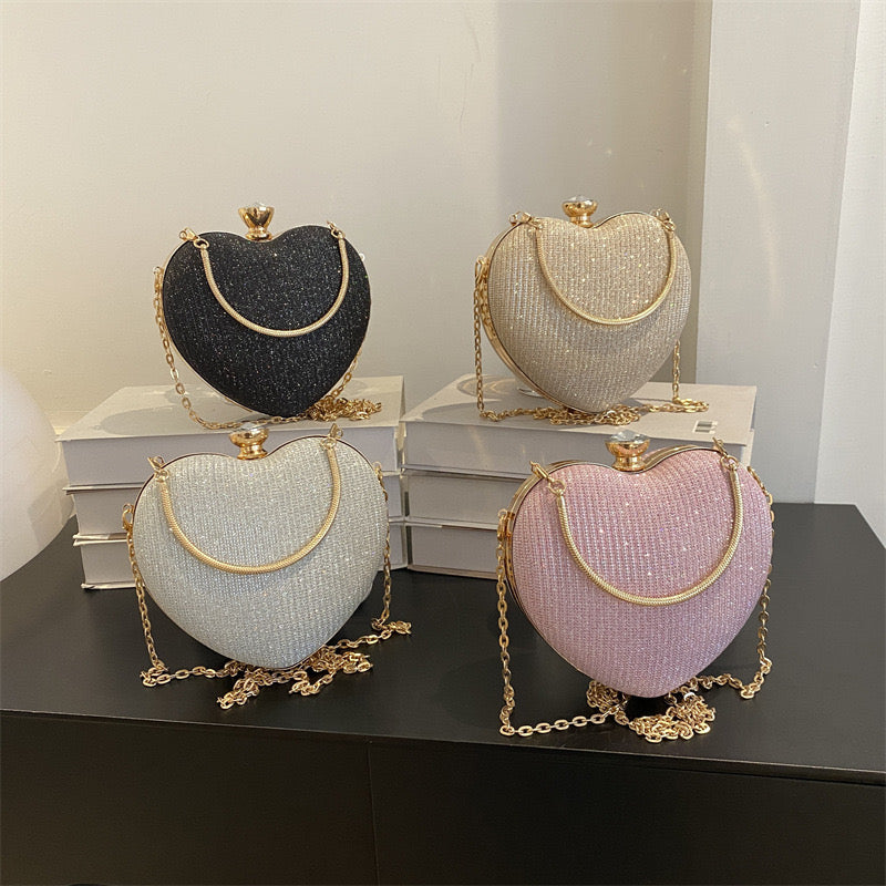 Wholesale Heart-Shaped Glitter Clutch