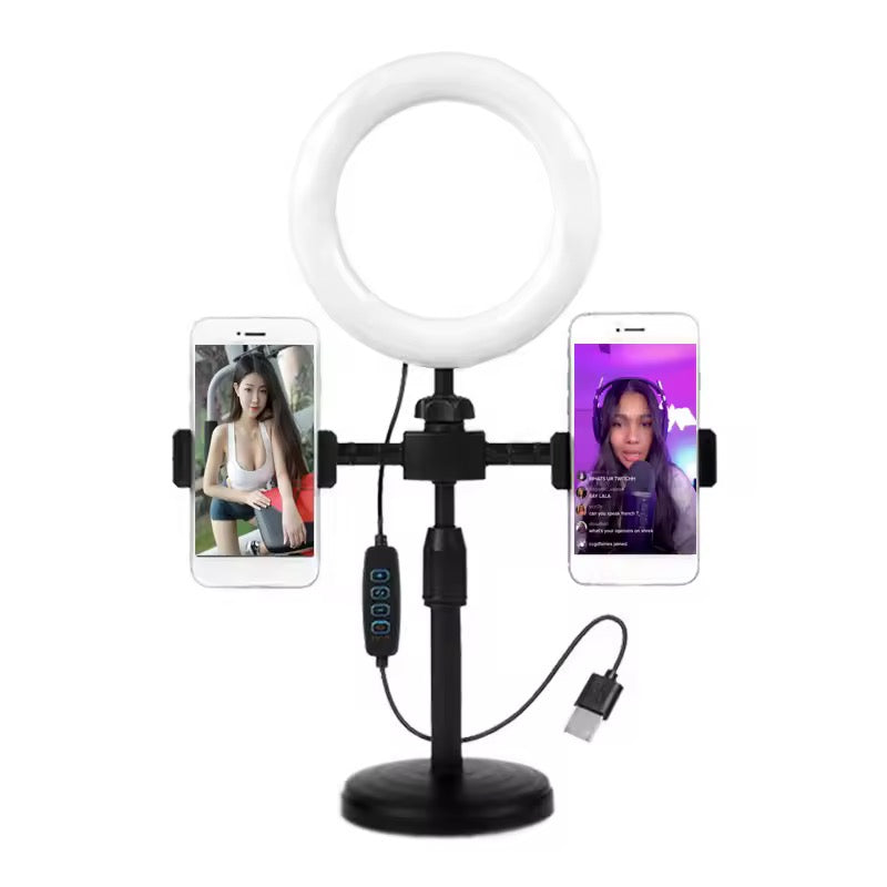 6inch ring light with 2 phone holding capacity for vlog