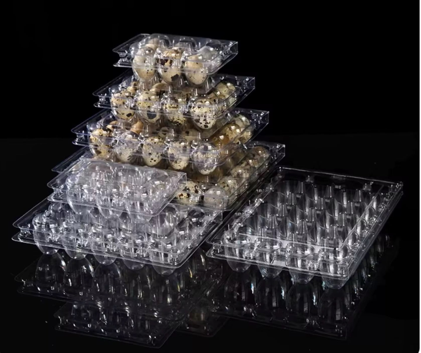 1000pcs Eco Friendly 30 Holes Clear Rectangle Quail Egg Packaging Container Plastic Quail Egg Tray