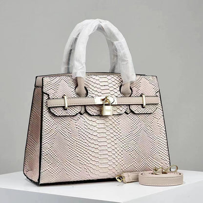 30pcs Wholesale Women's Large Capacity Handbag Fashionable Versatile Shoulder Bag Stone Pattern PVC Polyester Lining